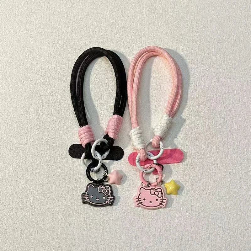 ins少女可爱猫咪吊坠手机挂绳编织短绳手腕带可拆卸ccd相机挂饰女