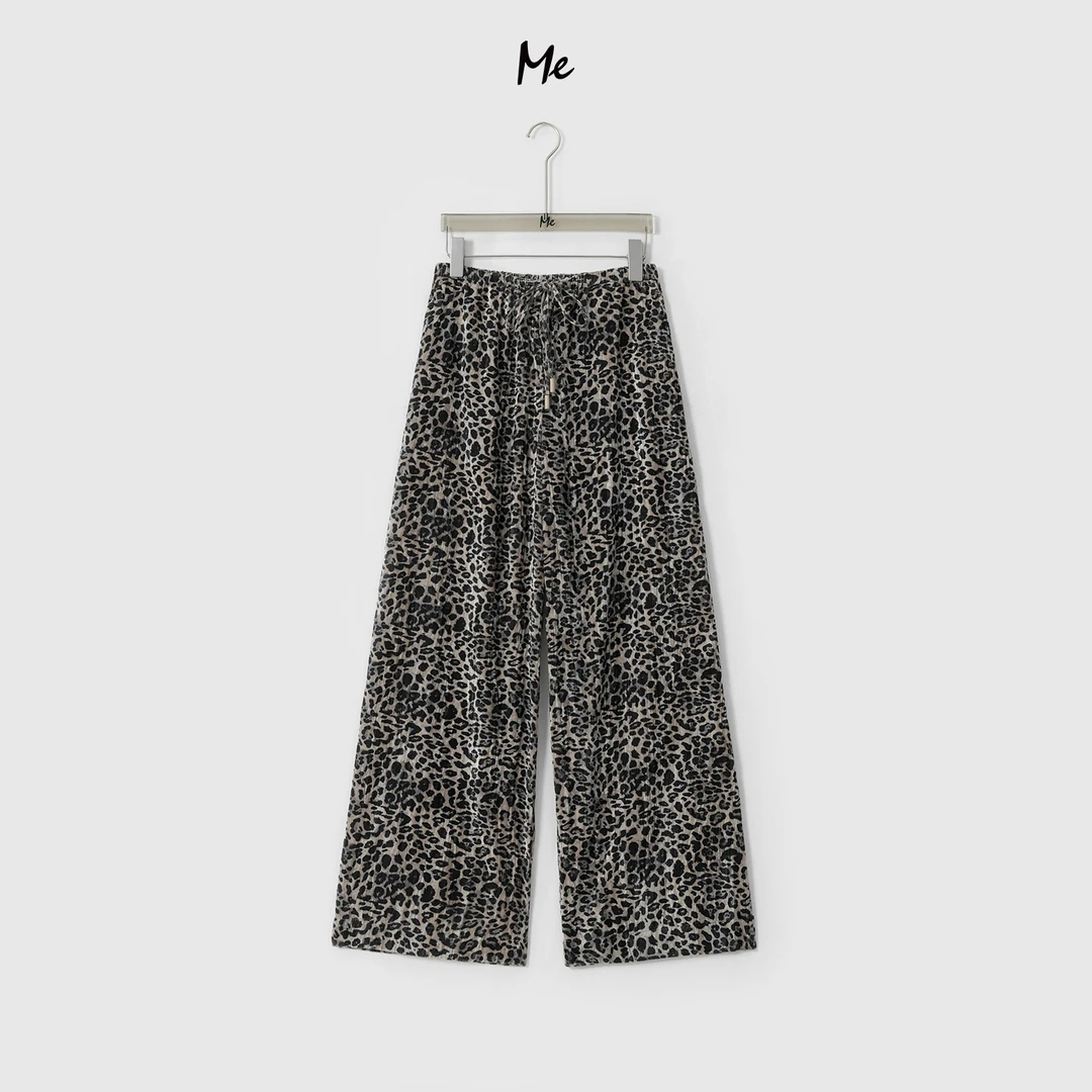 ME【三宅豹纹裤】肌理褶松弛豹纹印花高腰显瘦百搭时尚裤子MESA0345