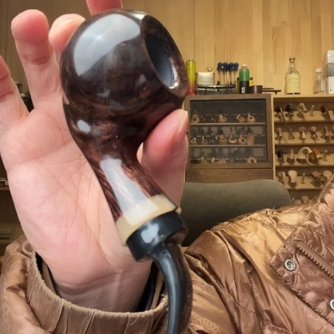 昌化石印石石楠木手工制作烟斗