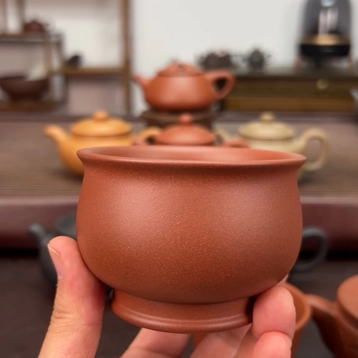 茉***雪茶壶紫砂红棕泥主人杯