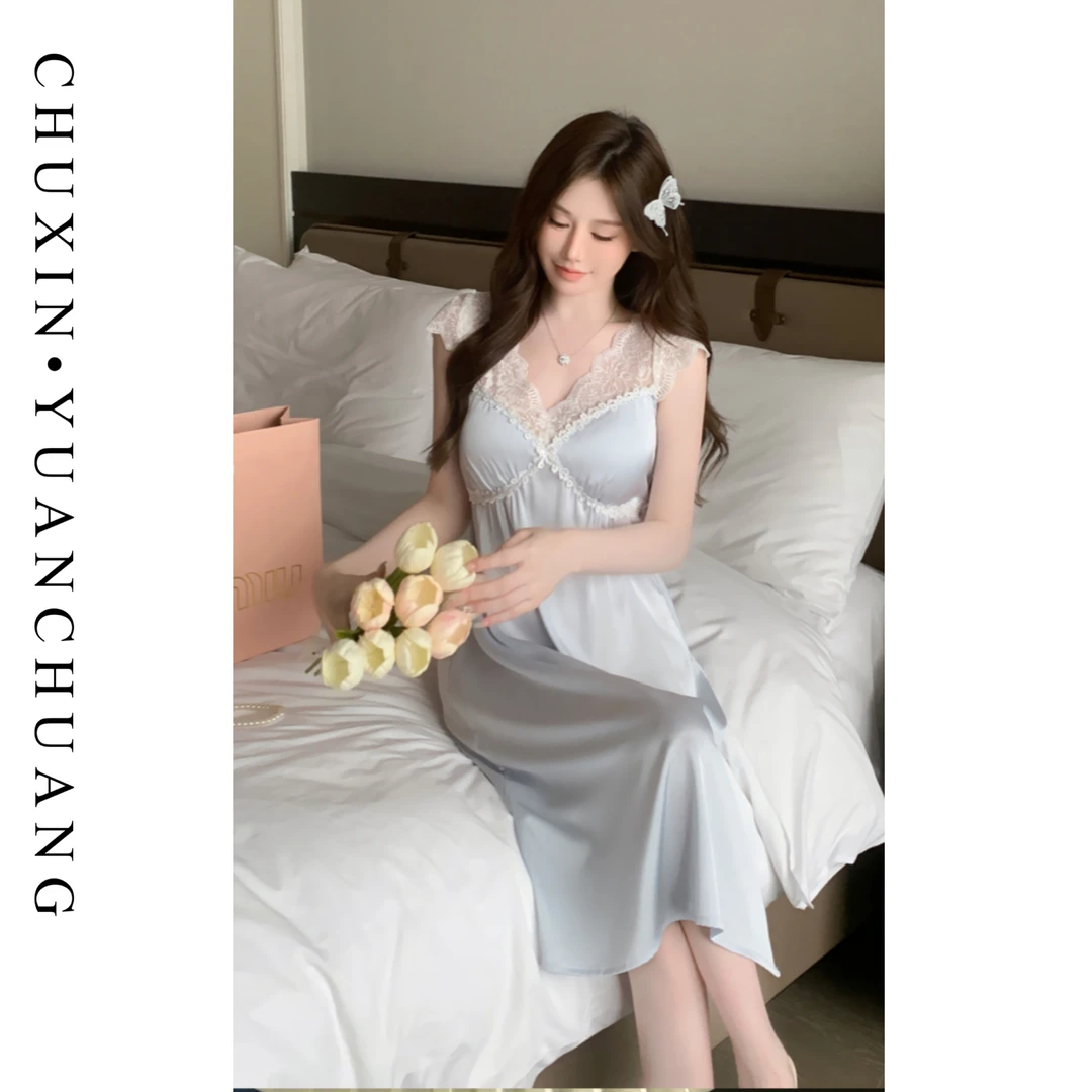 【雾蓝絮语】性感睡裙女款爆款收腰显瘦可外穿吊带睡衣带胸垫家居服