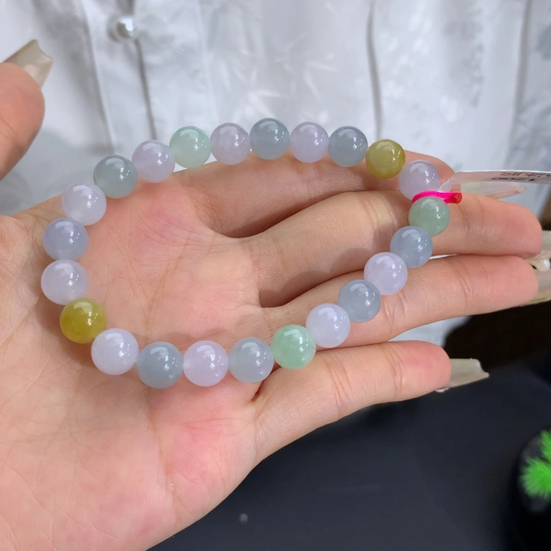 未镶嵌手链翡翠卡8冰胶多宝手串