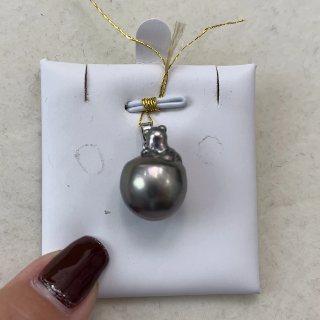 【闪购商品】海水珍珠颈饰银S925镶嵌大溪地巴洛克吊坠15mm