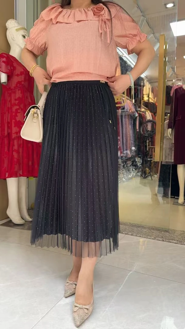 气质显瘦设计感高腰百搭时尚黑色半身裙