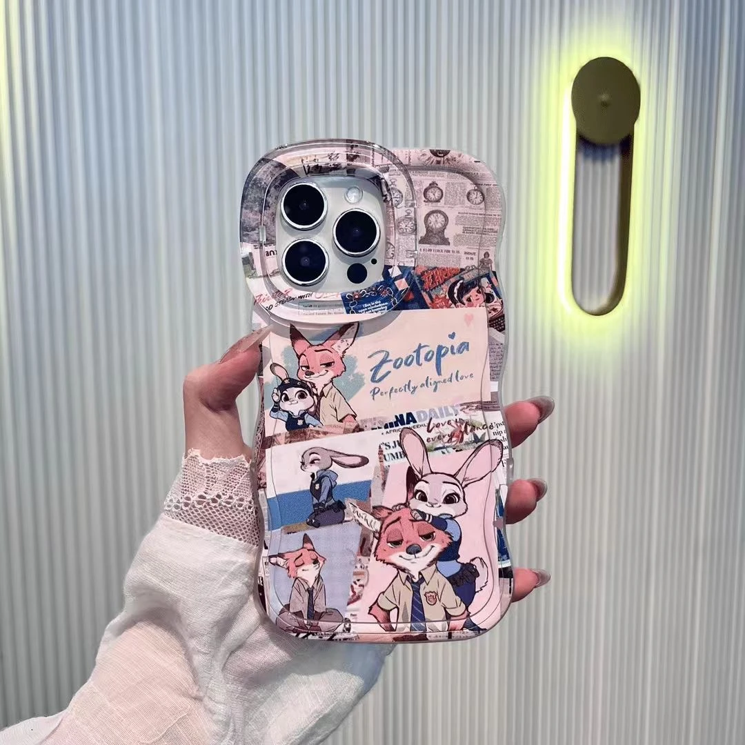 ins插画狐狸兔子板凳双支架适用苹果17手机壳华为P70vivo小米oppo