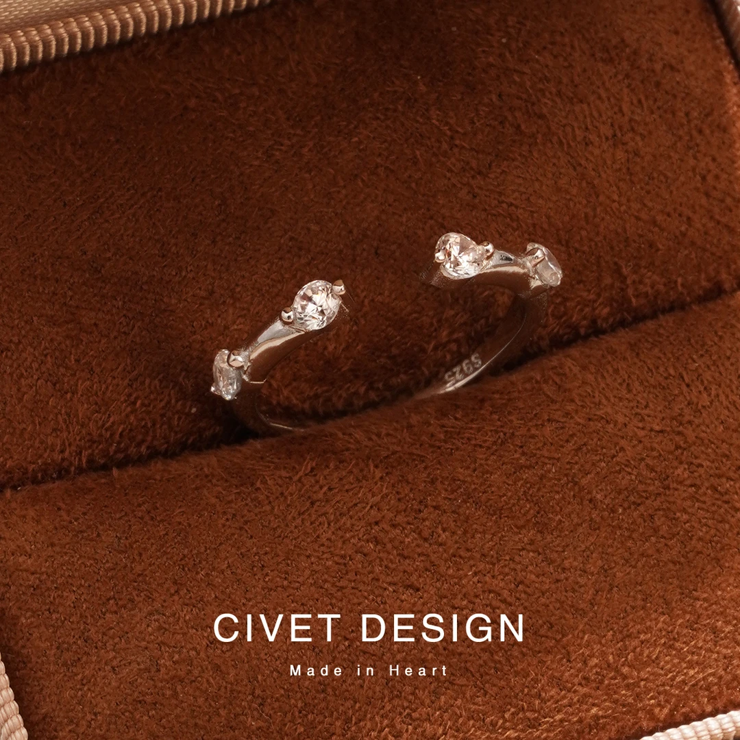 925银合成锆石戒指 素款ins风叠戴高级感冷淡风小众甜美开口戒指