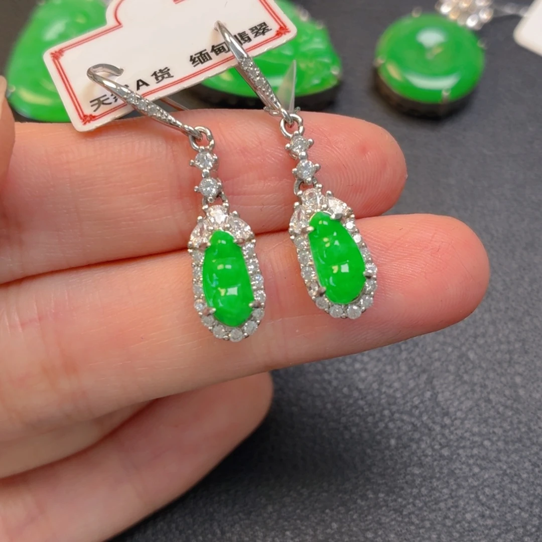 翡翠银S925镶嵌吊坠(不含链)耳坠