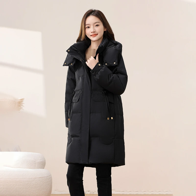 正品中长款羽绒服女2025流行新款白鸭绒秋冬休闲加厚时尚保暖外套