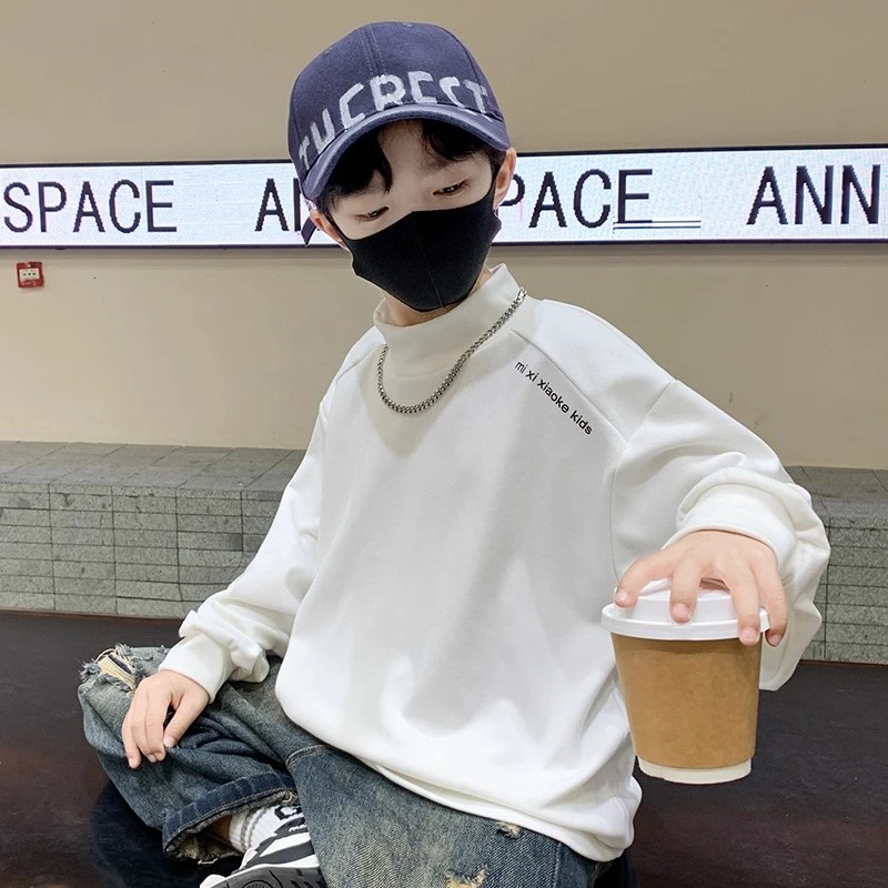 男童德绒打底衫秋冬款2025新款中大童冬季半高领男孩内搭儿童上衣