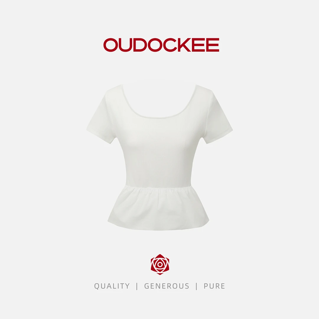 OUDOCKEE 鸥鸥【100棉】白天鹅 白色短袖上衣设计款 S2502X389T