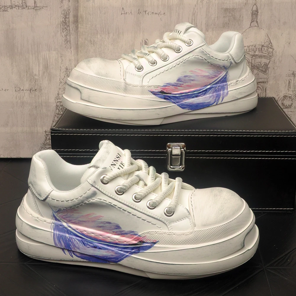 新款真皮运动板鞋厚底休闲透气小白鞋老爹鞋网红款复古内增高秋季