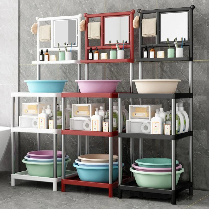 新款加粗加厚不锈钢管洗脸盆架子农村浴室家用脸盆宿舍移动置物架