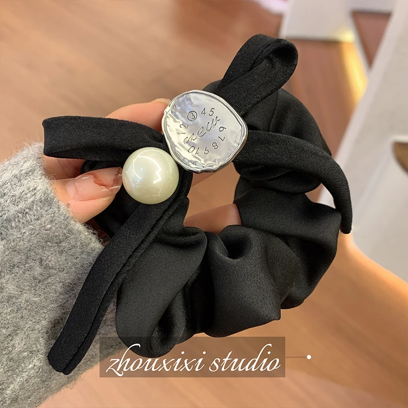 时尚珠珠蝴蝶结大肠发圈女高级感优雅皮筋发绳头饰