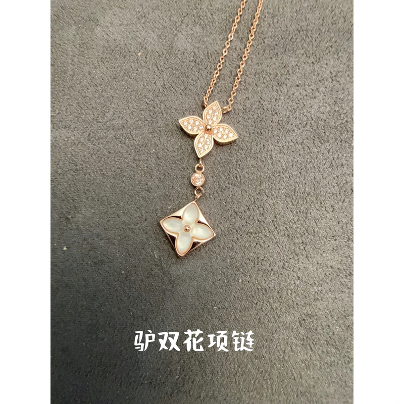 合金项链 V金高版本竖版老花项链 242