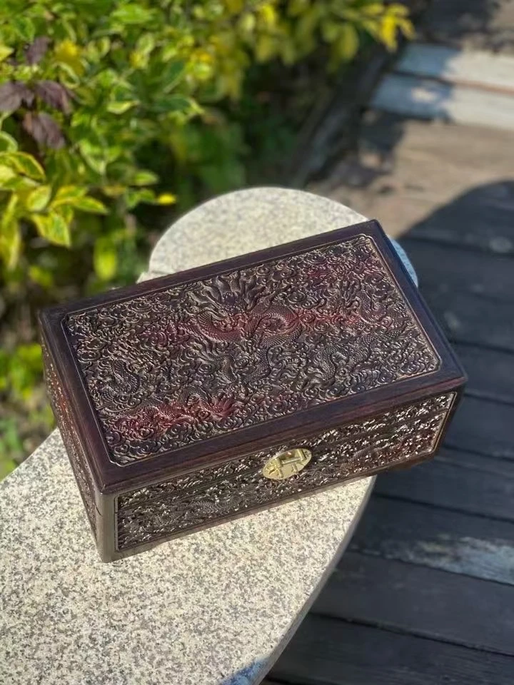 仙匠 大红酸枝精雕至尊九龙首饰箱 36*21*14.5cm