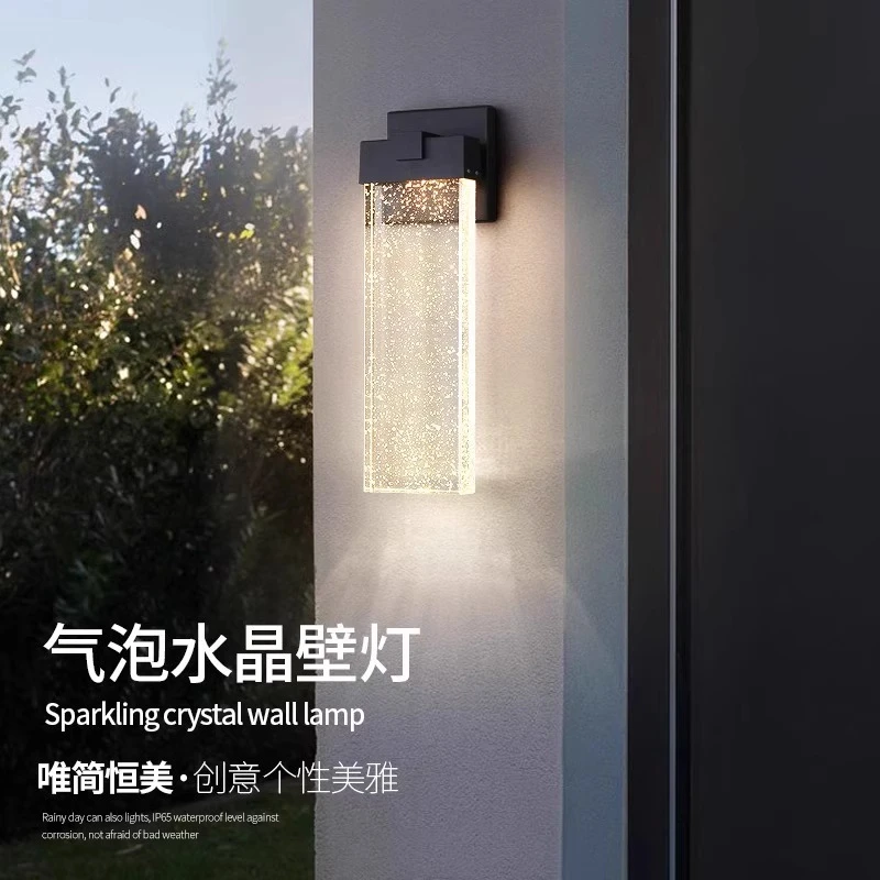 户外防水壁灯水晶简约现代室外阳台露台别墅入户大门led庭院墙灯