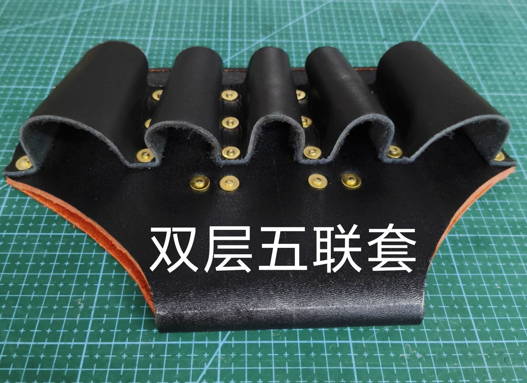双层五联套实心黄铜铆钉加厚硬挺牛皮工具套工具包私人定制
