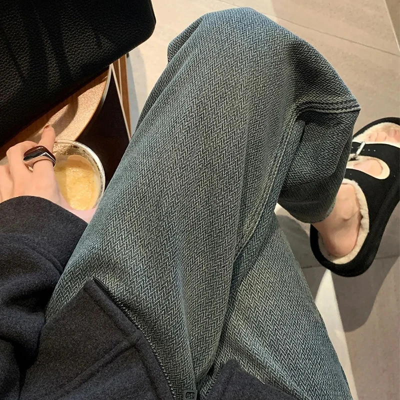 VWU 爆款星空纹高腰阔腿裤宽松休闲显瘦直筒拖地牛仔裤女