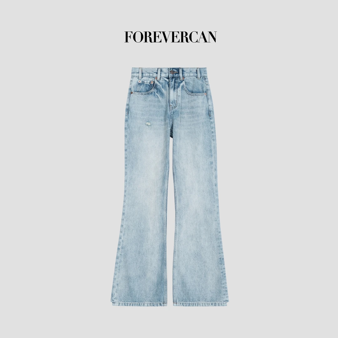 FOREVERCAN“实力派”土耳其高盎司百搭女士直筒牛仔裤SP19282