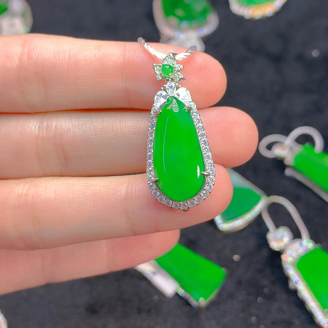 翡翠银S925镶嵌挂件