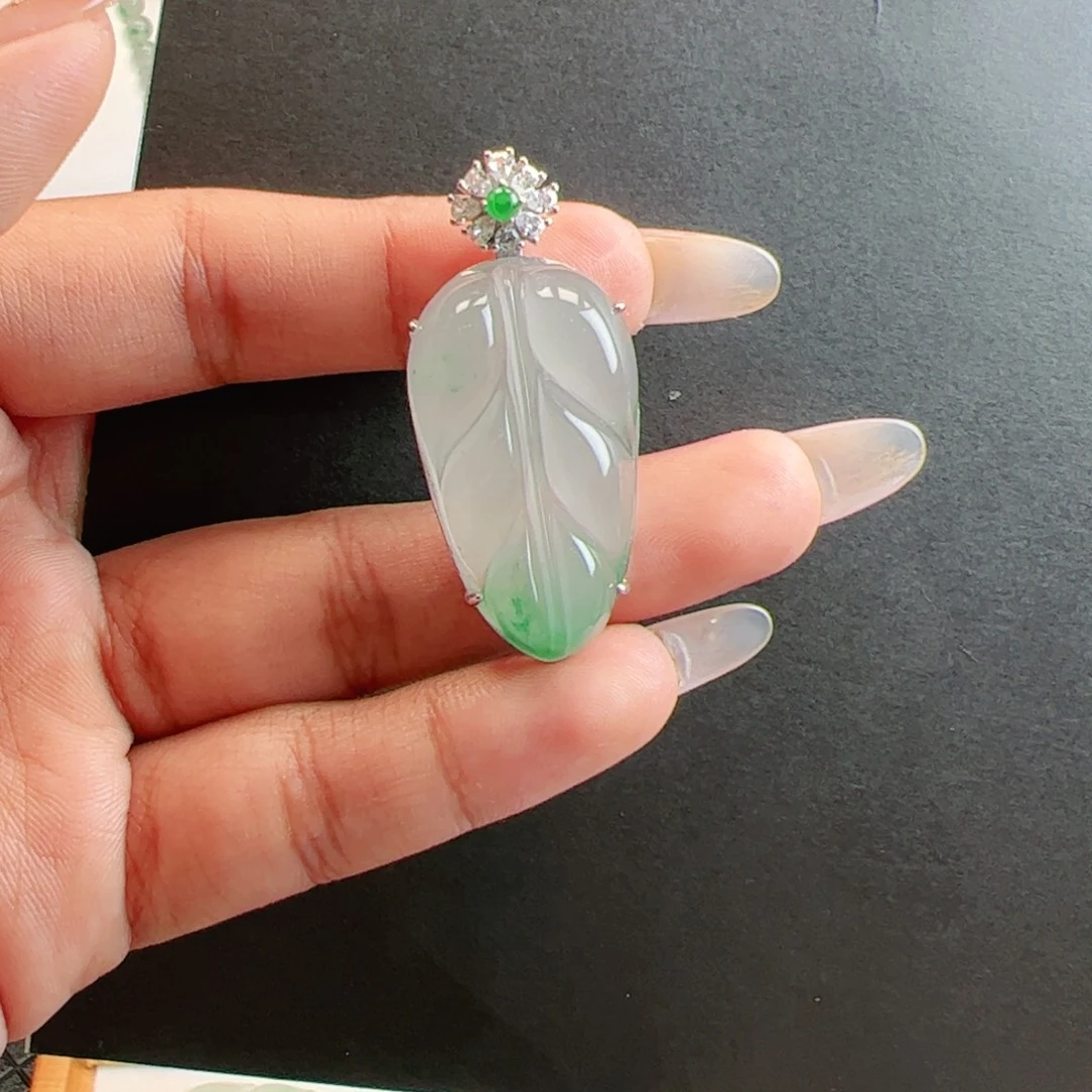 石英质玉银S925镶嵌吊坠(不含链)
