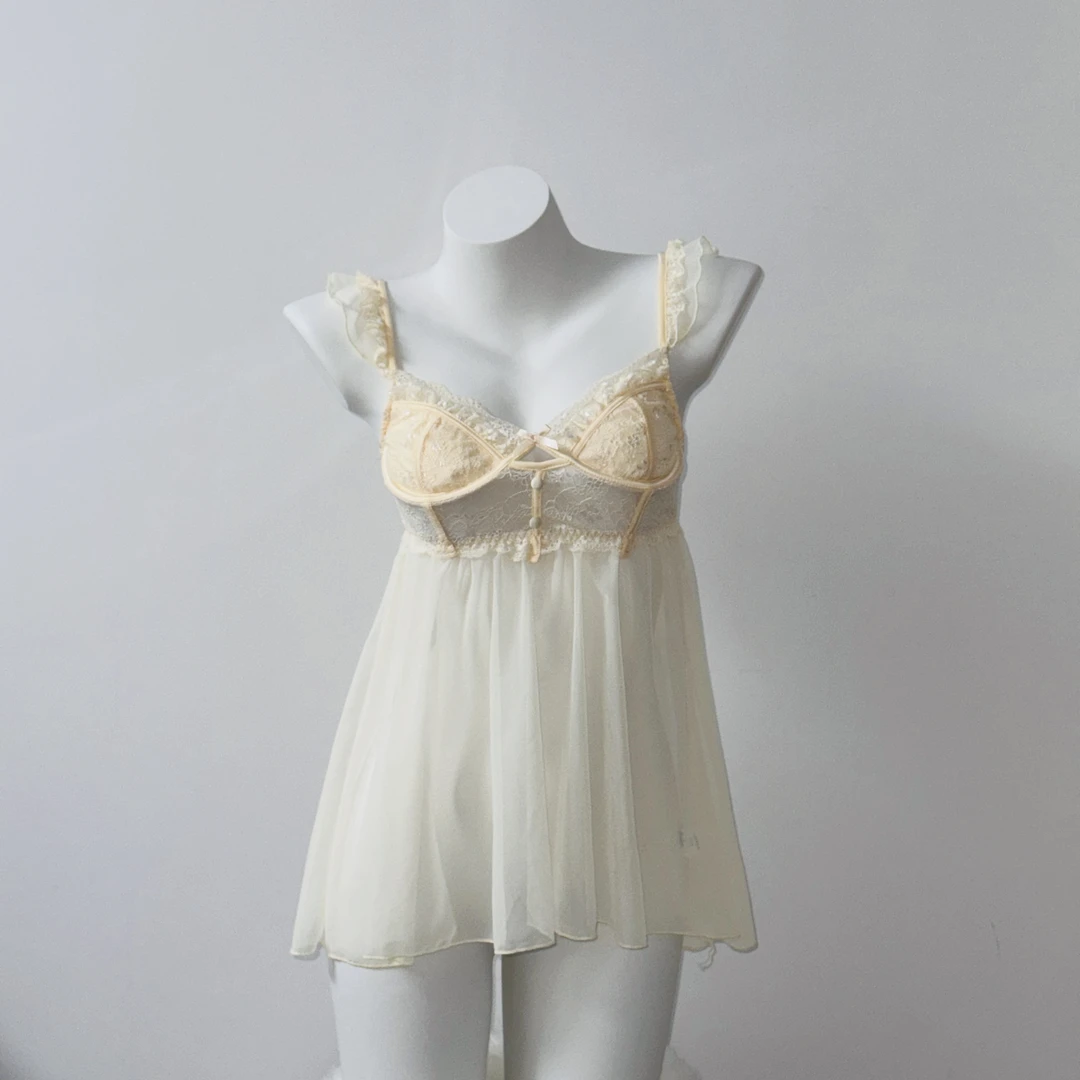 慵懒曲【80-120斤】2082蕾丝女纯欲性感气质成人连衣裙显瘦吊带睡裙