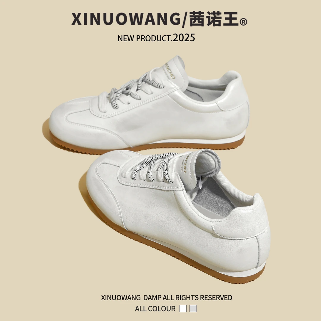 真皮平底小白鞋女2025春季新款软底舒适百搭透气高级感德训阿甘鞋