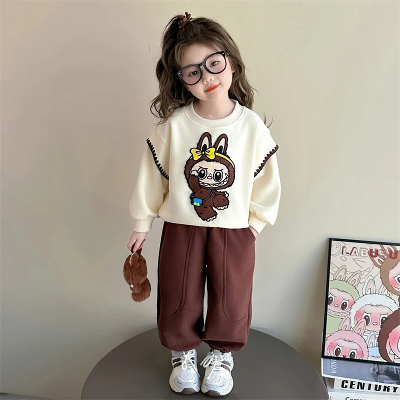 女童秋季套装3-6岁4女宝宝洋气卡通卫衣休闲两件套儿童春秋装运动