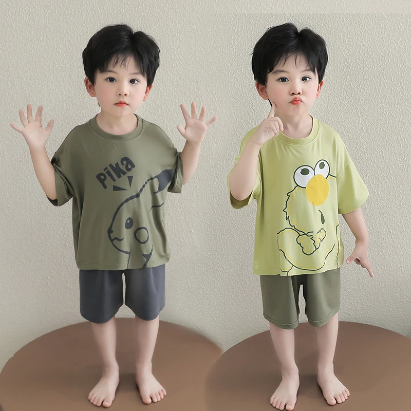 儿童睡衣男孩2025新款夏季莫代尔男宝宝空调服薄款男童家居服套装