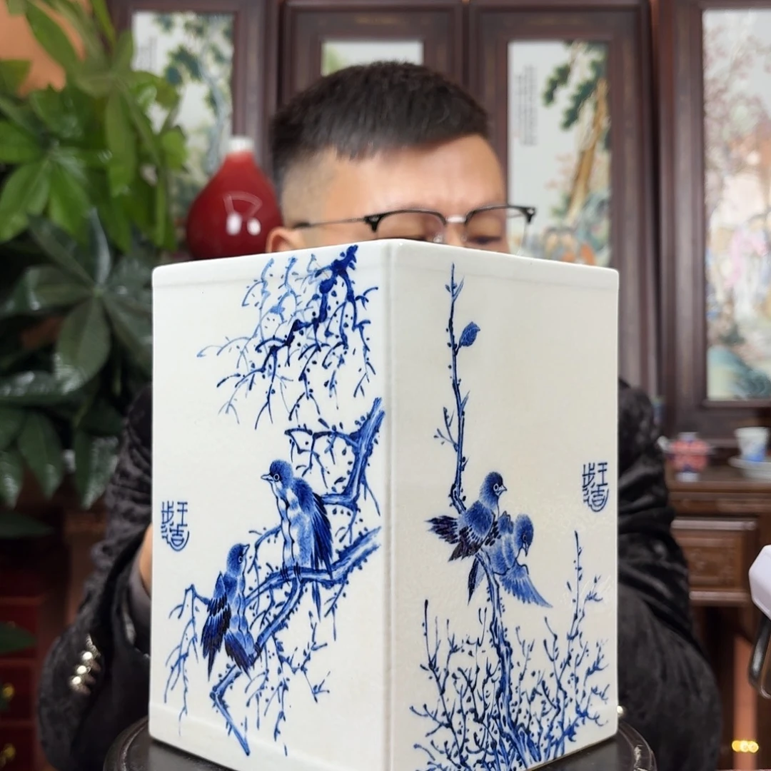 摆件陶景德镇陶瓷手工四方镶器