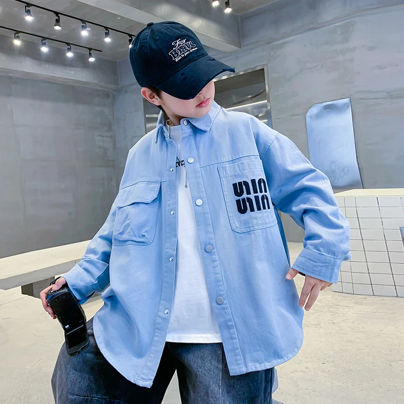 男童春装衬衫2025新款春季中大儿童男孩衬衣外套酷帅上衣春秋款潮