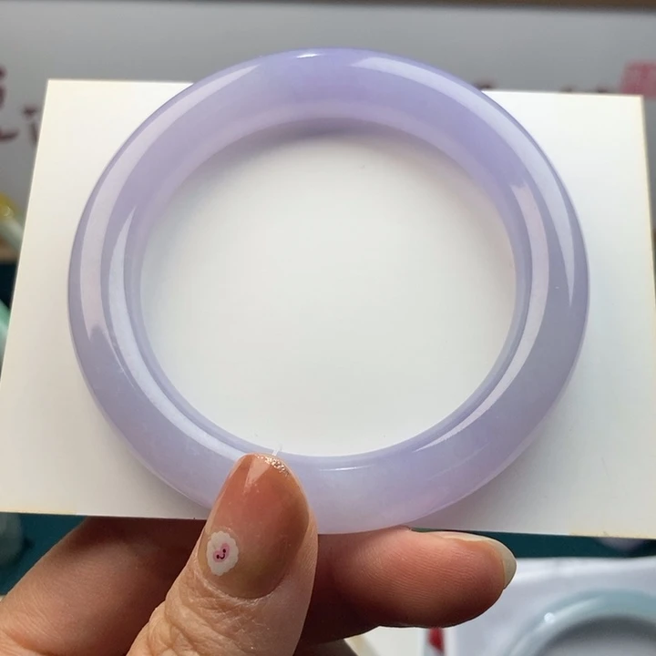 翡翠手镯未镶嵌54圆条冰胶浓紫