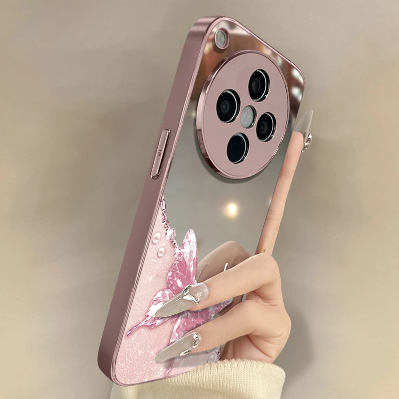 适用oppofindx8s手机壳镜面蝴蝶电镀实用配件ins高级感小众带支架