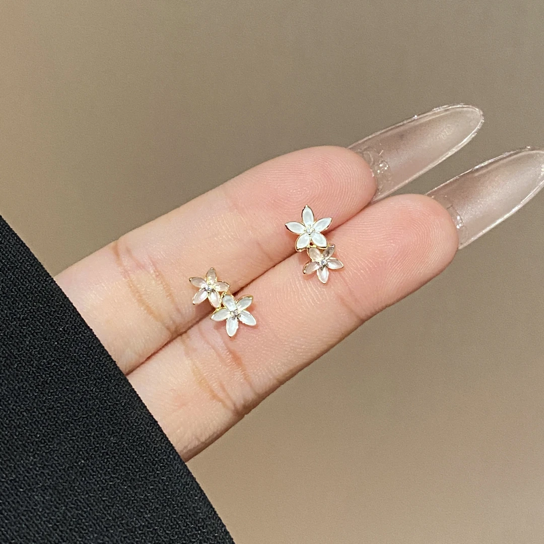 925银珐琅耳饰 精致温柔设计小众设计小花耳钉A3545
