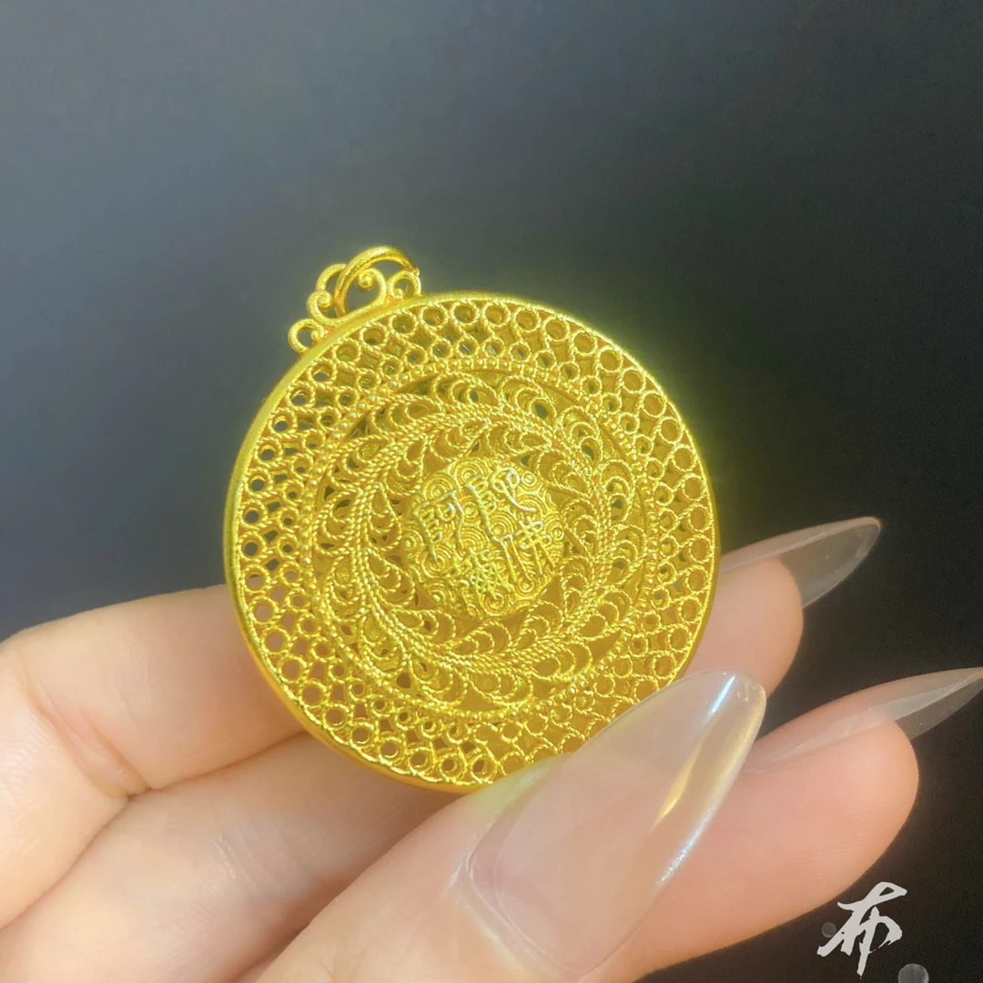 铜合金吊坠 古法花丝镂空阿弥陀佛吊坠本命佛039#