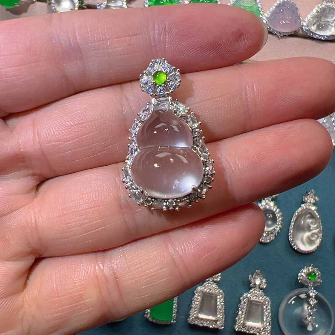 石英质玉银S925镶嵌颈饰