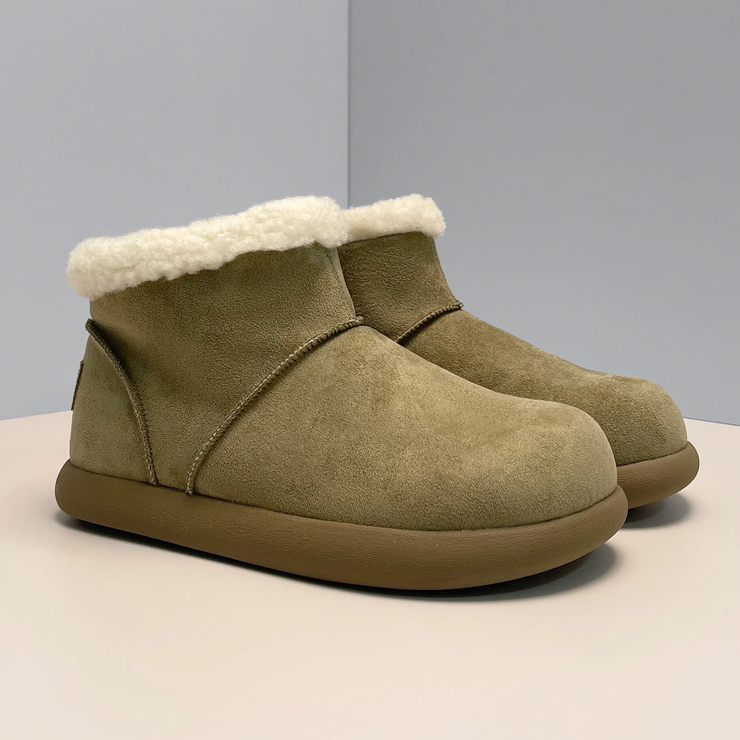 大土豆卷毛靴雪地靴男女冬季2025新款加厚短筒毛一体保暖棉靴潮