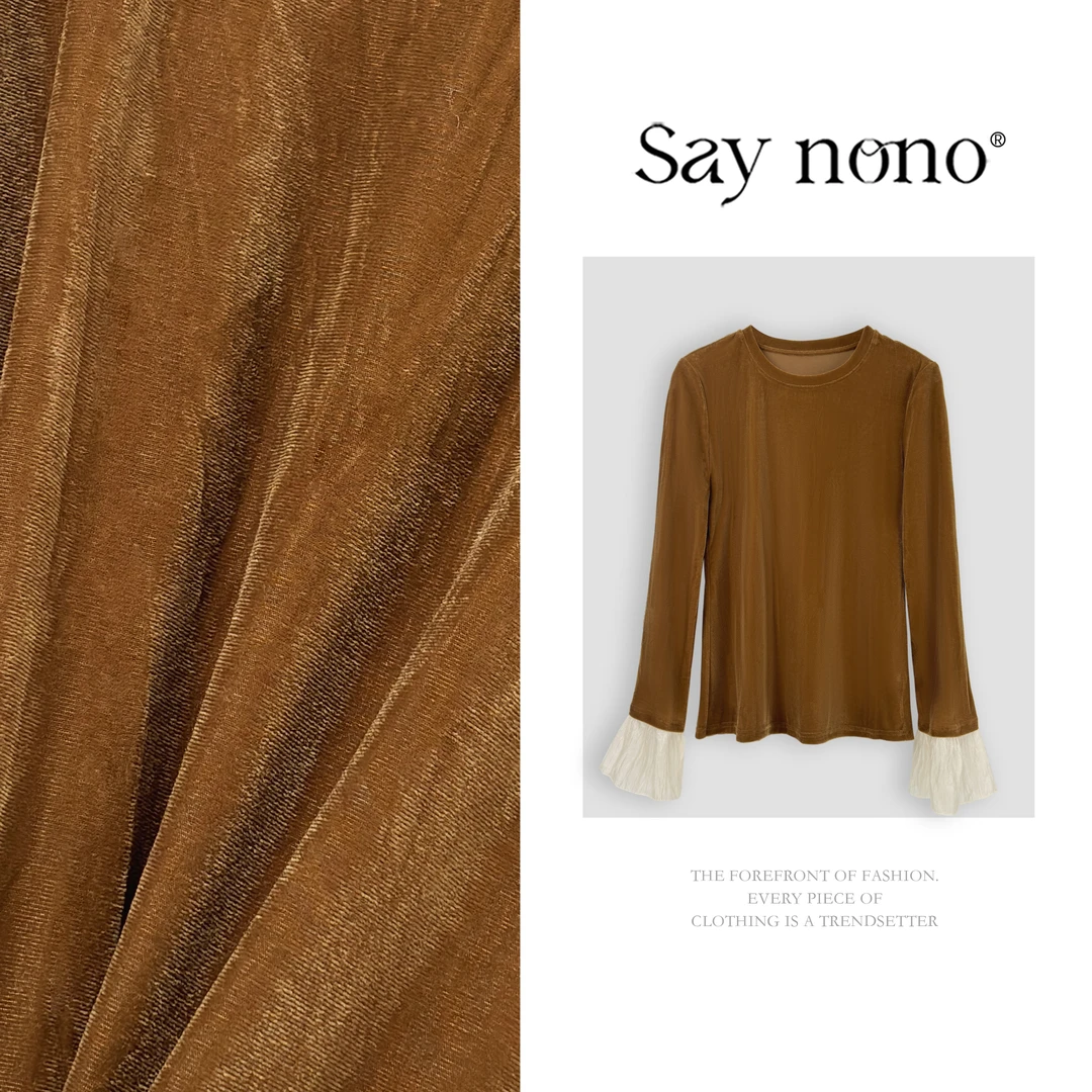 懒猫nono│Saynono 时尚复古休闲圆领修身显瘦打底上衣GY5492SY