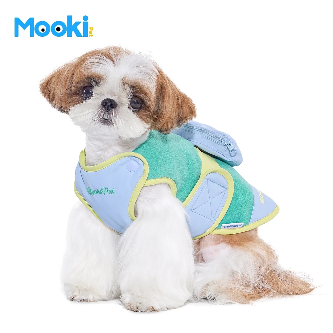 mookipet宠物狗狗衣服比熊雪纳瑞冬季可牵引摇粒绒马甲冬天保暖