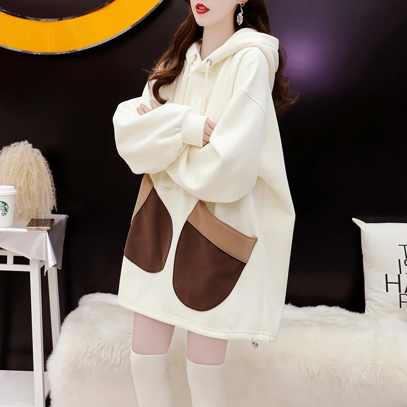 薄款连帽卫衣女中长款2025早秋新款爆款洋气宽松设计感小众外套女