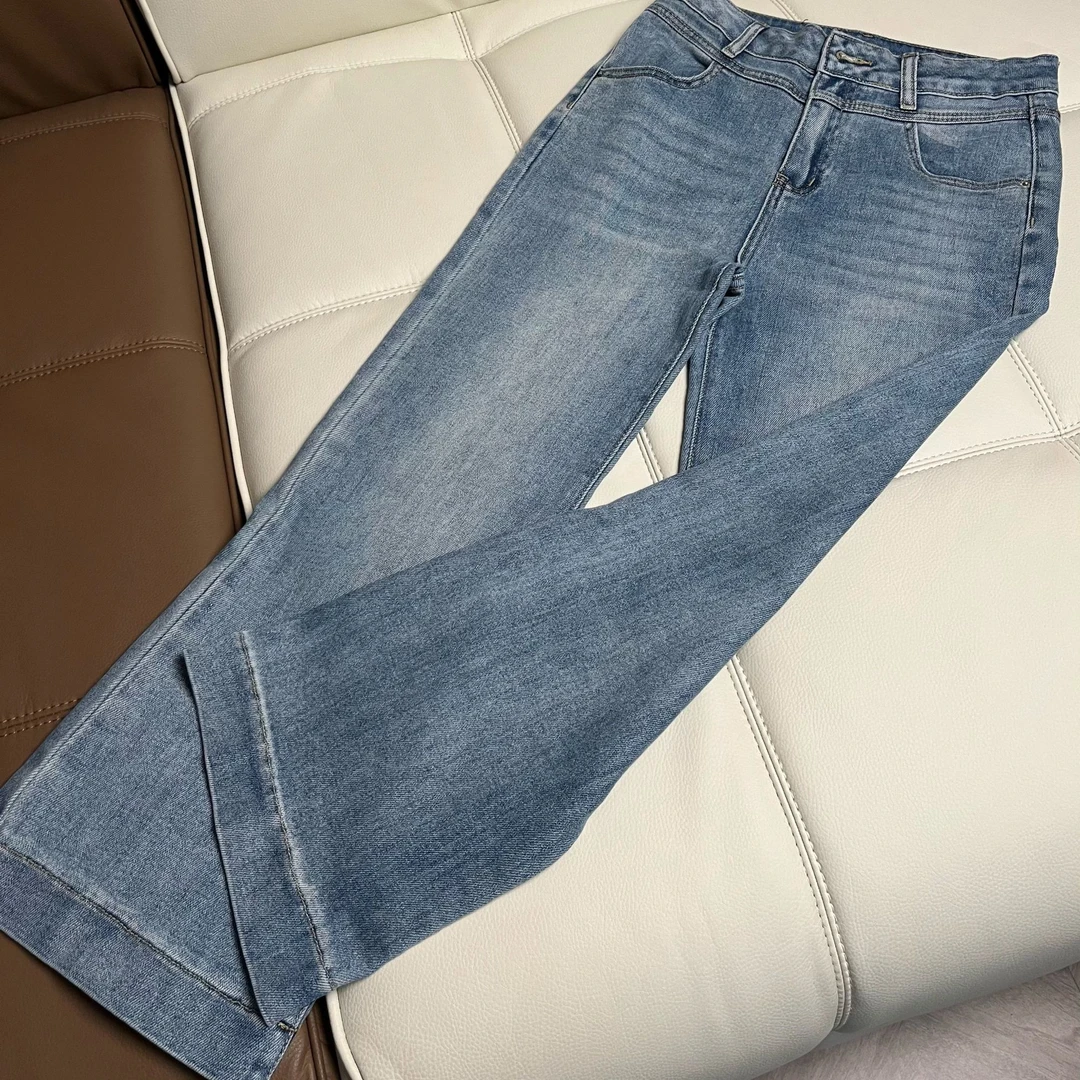 [麦霓严选]2025春季美式复古阔腿牛仔长裤女9105