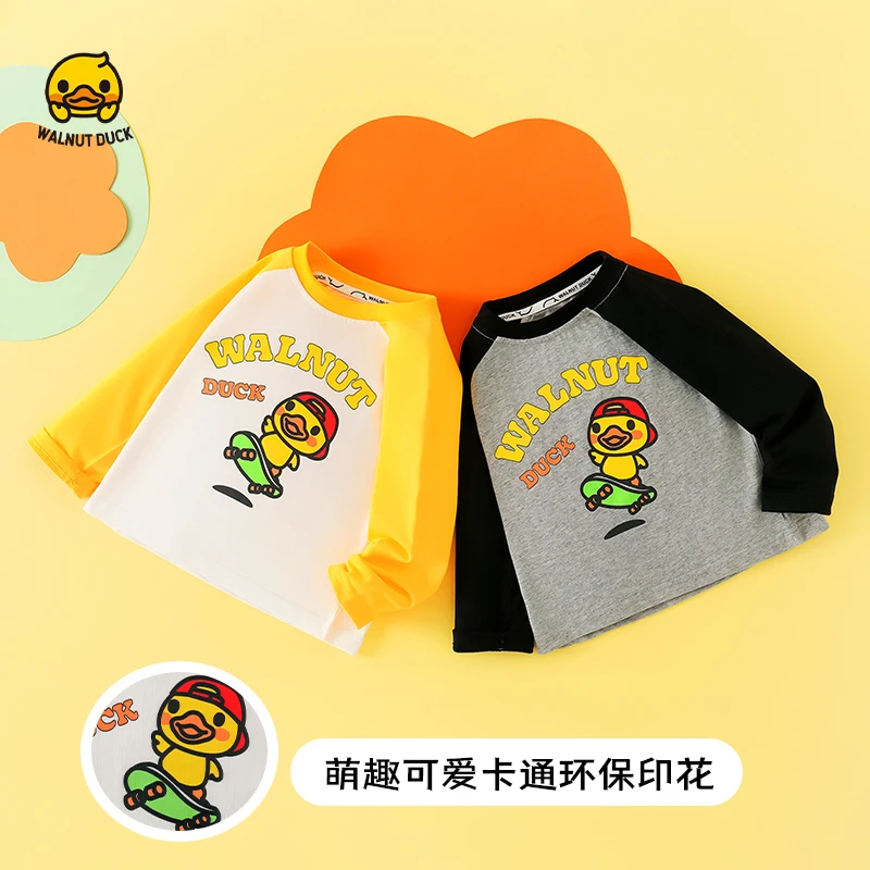 【青青】2024秋季新款小黄鸭圆领插肩卡通长袖衫4T328-1