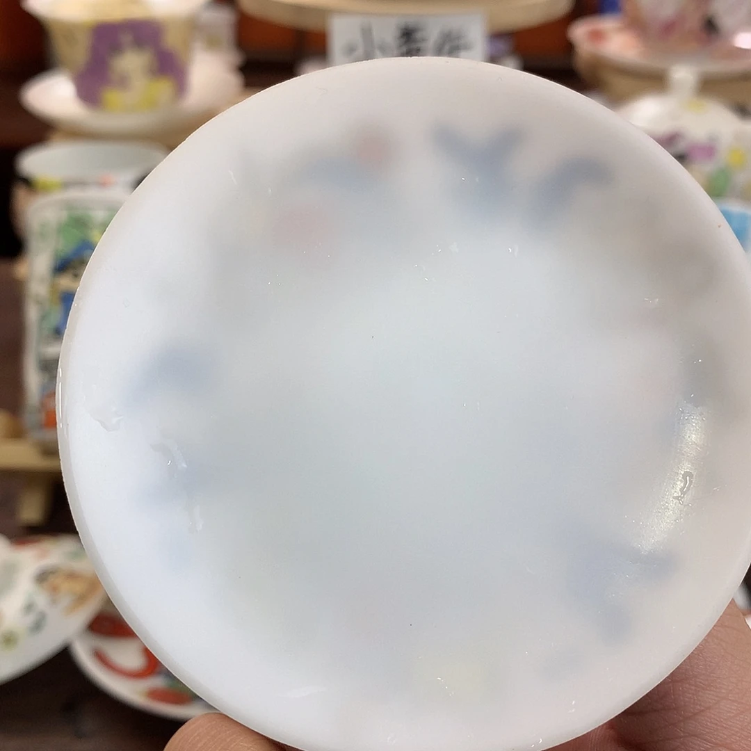 猪*卷冰种素烧手绘三才盖碗