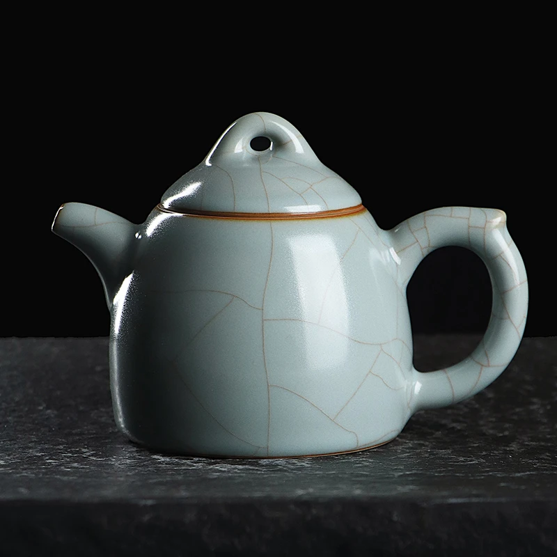 凝香阁茶养开片仿古釉天青汝窑秦权壶家用陶瓷功夫茶具泡小号茶壶