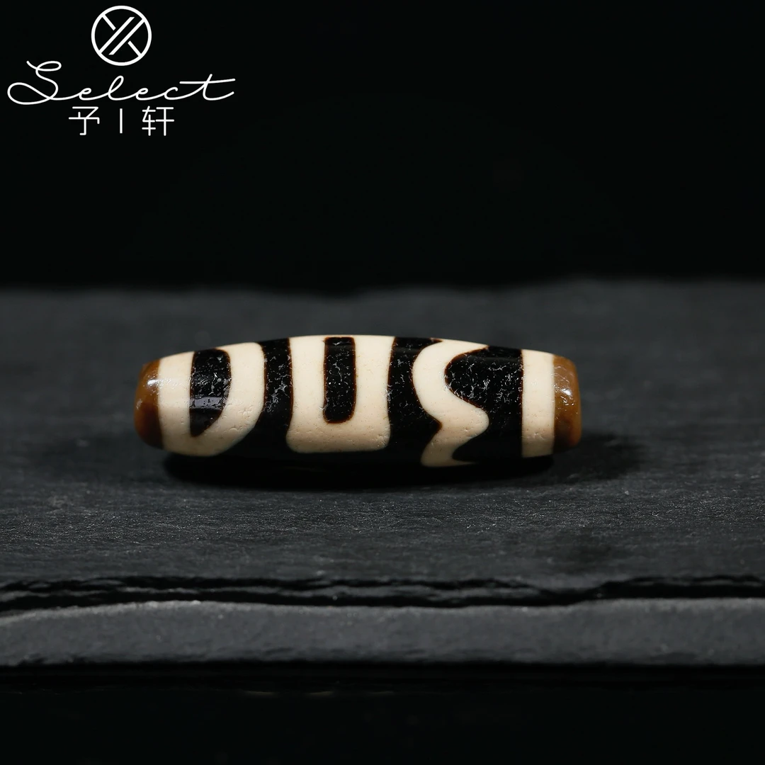 予轩出品；行运任晓攀亲工黑签顶料爆砂息增怀40.4*12.2mm天珠吊坠