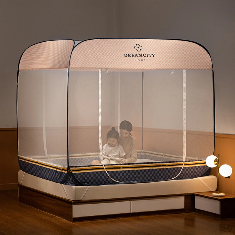 蚊帐家用卧室2025新款免安装蒙古包儿童婴儿全罩式防摔纹帐2024