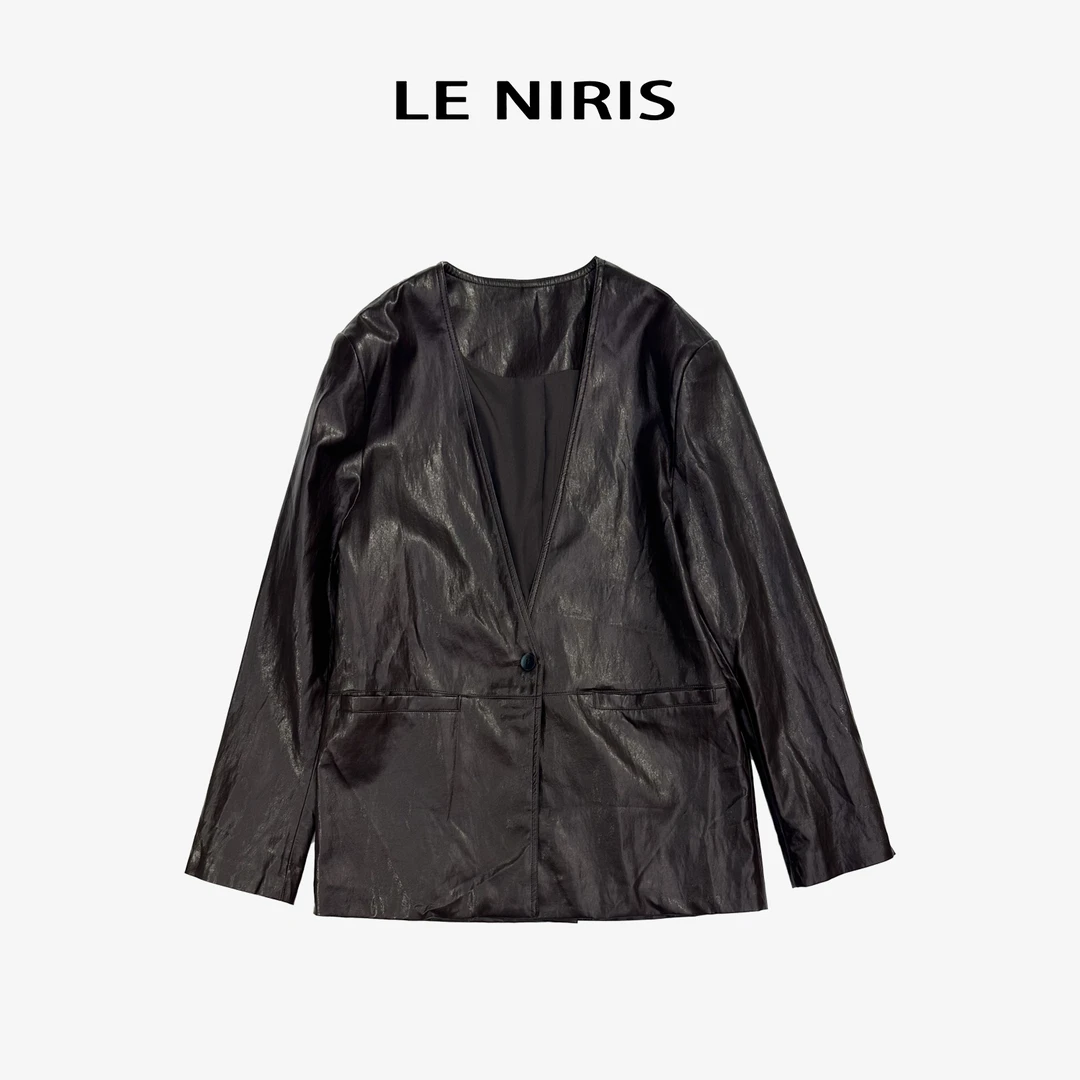 新款V领西服外套高皮质T1037