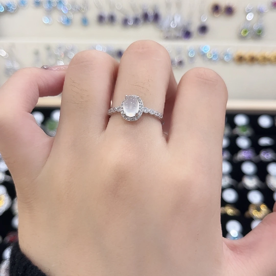 岫玉银S925镶嵌戒指