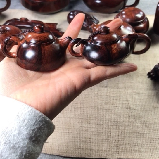 黄花梨/降香黄檀把件雨*2把壶