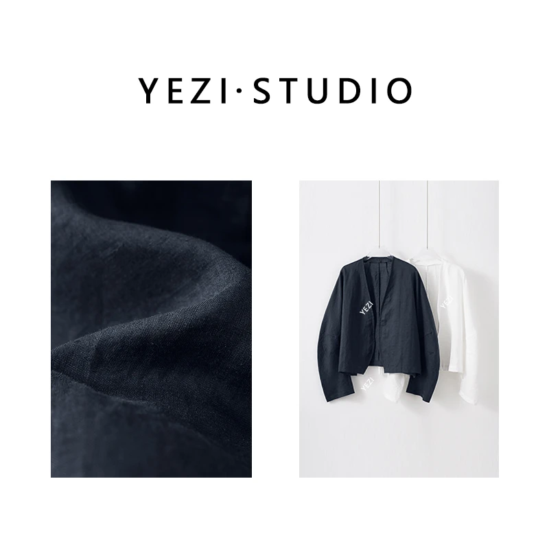 【等-风-来】苎麻度假慵懒风立裁弧形袖慵懒风西装开衫25210015